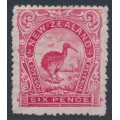 NEW ZEALAND - 1906 6d pink Kiwi, perf. 14:14, single watermark, MH – SG # 324