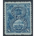 NEW ZEALAND - 1906 8d blue Maori War Canoe, perf. 14:14, single watermark, MH – SG # 325