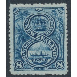 NEW ZEALAND - 1906 8d blue Maori War Canoe, perf. 14:14, single watermark, MH – SG # 325