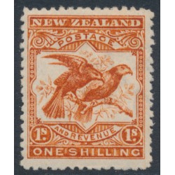 NEW ZEALAND - 1906 1/- orange-brown Birds, perf. 14:14, single watermark, MH – SG # 327