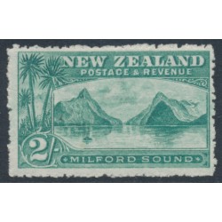 NEW ZEALAND - 1906 2/- blue-green Milford Sound, perf. 14:14, single watermark, MH – SG # 328a