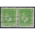 NEW ZEALAND - 1915 ½d yellow-green KGV pair, blurred print, used – SG # 435b