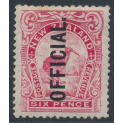 NEW ZEALAND - 1909 6d pink Kiwi, perf. 14:15, overprinted OFFICIAL, MH – SG # O72