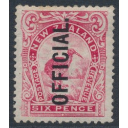 NEW ZEALAND - 1909 6d pink Kiwi, perf. 14:15, overprinted OFFICIAL, MH – SG # O72