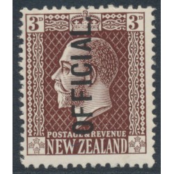 NEW ZEALAND - 1924 3d deep chocolate KGV, overprinted OFFICIAL, MH – SG # O95