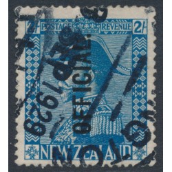 NEW ZEALAND - 1928 2/- light blue KGV Admiral, o/p OFFICIAL, used – SG # O112