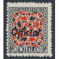 NEW ZEALAND - 1943 9d scarlet/black Maori Design, perf. 14:15, o/p OFFICIAL, MH – SG # O130