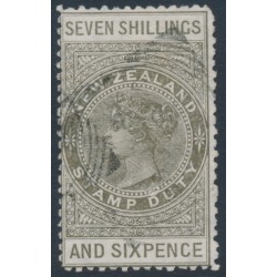 NEW ZEALAND - 1882 7/6 bronze-grey QV Stamp Duty, p.12, NZ star watermark (6mm), used – SG # F16