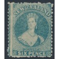 NEW ZEALAND - 1872 6d greenish blue QV Chalon, perf. 12½, star watermark, MH – SG # 135