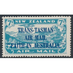 NEW ZEALAND - 1934 7d blue Airmail, ‘Faith in Australia’, 'break in N of IN', MH – SG # 554