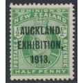 NEW ZEALAND - 1913 ½d deep green KEVII, Auckland Exhibition overprint, MH – SG # 412