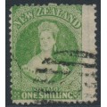 NEW ZEALAND - 1864 1/- yellow-green QV Chalon, perf. 12½, star watermark, used – SG # 125