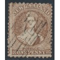 NEW ZEALAND - 1871 1d brown QV Chalon, perf. 10:12½, star watermark, used – SG # 128