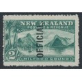 NEW ZEALAND - 1907 2/- blue-green Milford Sound, o/p OFFICIAL, MH – SG # O66