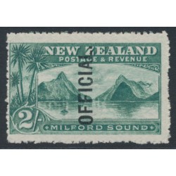 NEW ZEALAND - 1907 2/- blue-green Milford Sound, o/p OFFICIAL, MH – SG # O66