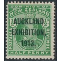 NEW ZEALAND - 1913 ½d deep green KEVII, Auckland Exhibition overprint, MH – SG # 412
