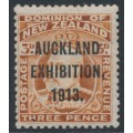 NEW ZEALAND - 1913 3d chestnut KEVII, Auckland Exhibition overprint, MH – SG # 414