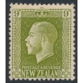 NEW ZEALAND - 1925 9d yellowish olive KGV definitive, perf. 14:13½, MH – SG # 429c