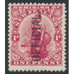 NEW ZEALAND - 1907 1d carmine Universal overprinted OFFICIAL, MH – SG # O60