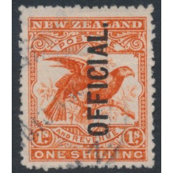 NEW ZEALAND - 1907 1/- orange-red Kea & Kaka, o/p OFFICIAL, used – SG # O65