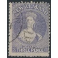NEW ZEALAND - 1867 3d lilac QV Chalon, perf. 12½, star watermark, used – SG # 117