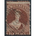 NEW ZEALAND - 1864 6d red-brown QV Chalon, perf. 12½, star watermark, used – SG # 122