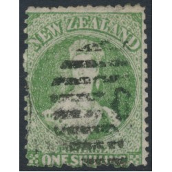 NEW ZEALAND - 1864 1/- green QV Chalon, perf. 12½, star watermark, used – SG # 124