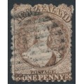 NEW ZEALAND - 1871 1d brown QV Chalon, perf. 10:12½, star watermark, used – SG # 128