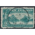 NEW ZEALAND - 1903 2/- blue-green Milford Sound, perf. 11:11, laid paper, used – SG # 269a