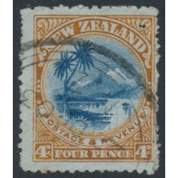 NEW ZEALAND - 1903 4d blue/brown on blue Lake Taupo, reversed watermark, used – SG # 322x