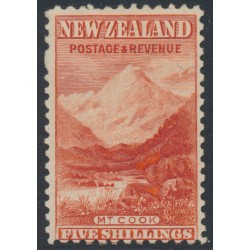 NEW ZEALAND - 1899 5/- vermilion Mt. Cook, no watermark, perf. 11:11, MH – SG # 270