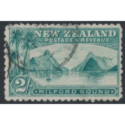 NEW ZEALAND - 1899 2/- blue-green Milford Sound, no watermark, perf. 11:11, used – SG # 269