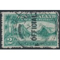 NEW ZEALAND - 1907 2/- blue-green Milford Sound, o/p OFFICIAL, used – SG # O66