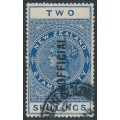 NEW ZEALAND - 1915 2/- deep blue Stamp Duty, o/p OFFICIAL, used – SG # O85