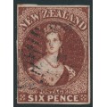 NEW ZEALAND - 1863 6d red-brown QV Chalon, imperforate, star watermark, used – SG # 43