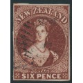 NEW ZEALAND - 1863 6d red-brown QV Chalon, imperforate, star watermark, used – SG # 43
