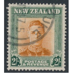 NEW ZEALAND - 1947 2/- brown-orange/green KGVI, upright watermark, used – SG # 688b