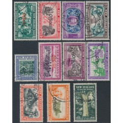 NEW ZEALAND - 1940 British Sovereignty set of 11, o/p OFFICIAL, used – SG # O141-O151