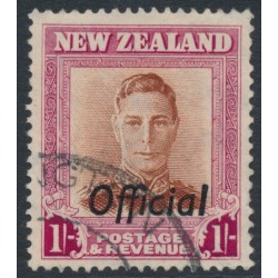 NEW ZEALAND - 1949 1/- red-brown/carmine KGVI, o/p OFFICIAL, used – SG # O157a