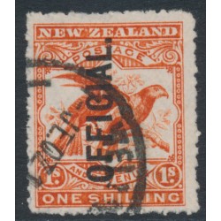 NEW ZEALAND - 1907 1/- orange-red Kea & Kaka, o/p OFFICIAL, used – SG # O65