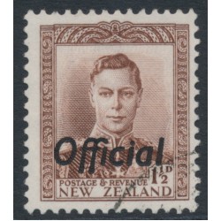 NEW ZEALAND - 1938 1½d purple-brown KGVI, o/p OFFICIAL, used – SG # O138