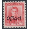 NEW ZEALAND - 1951 1½d scarlet KGVI, o/p OFFICIAL, used – SG # O139