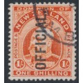 NEW ZEALAND - 1910 1/- vermilion KEVII, o/p OFFICIAL, used – SG # O77