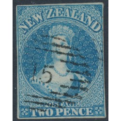 NEW ZEALAND - 1857 2d blue QV Chalon, no watermark, imperforate, used – SG # 10