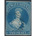 NEW ZEALAND - 1862 2d deep blue QV Chalon, star watermark, imperforate, used – SG # 36