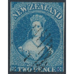 NEW ZEALAND - 1862 2d blue QV Chalon, star watermark, imperforate, used – SG # 36