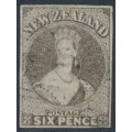 NEW ZEALAND - 1862 6d dull brown QV Chalon, star watermark, imperforate, used – SG # 42