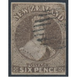 NEW ZEALAND - 1862 6d black-brown QV Chalon, imperforate, no watermark, used – SG # 85