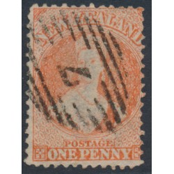 NEW ZEALAND - 1866 1d orange-vermilion QV Chalon, perf. 12½, star watermark, used – SG # 111