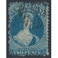 NEW ZEALAND - 1865 2d deep blue QV Chalon, perf. 12½, star watermark, used – SG # 114